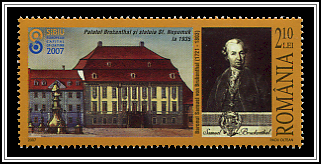 The Brukenthal Palace and St. Nepomuk's Statue; Baron Samuel von Brukenthal