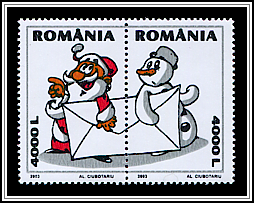 Santa and Snowman with Letter