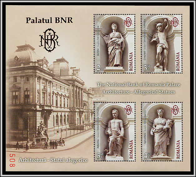 Statues from the National Bank of Romania Palace