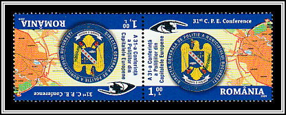  Bucharest Municipal Police Emblem Tête-bêche Pair